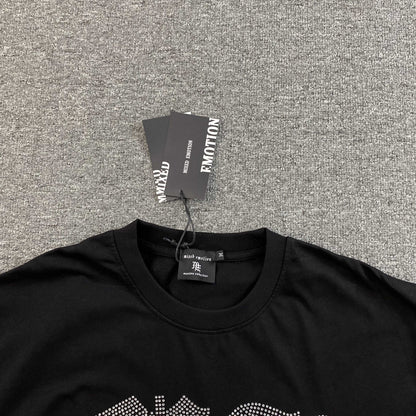 Mixed Emotion Angel Rhinestone Tee Black