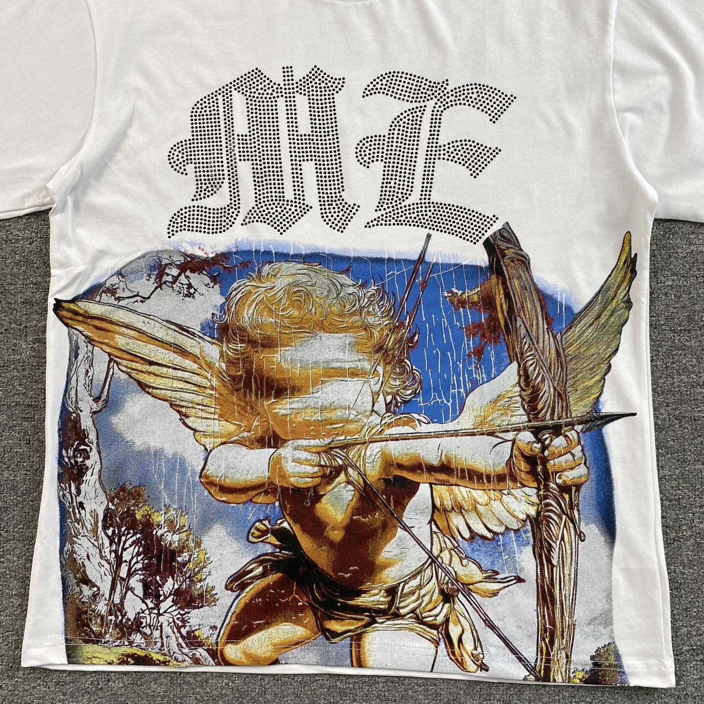 Mixed Emotion Angel Rhinestone Tee White