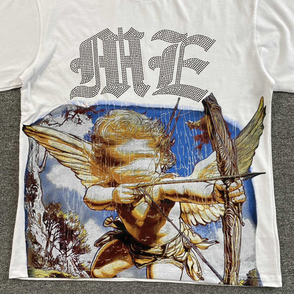 Mixed Emotion Angel Rhinestone Tee White