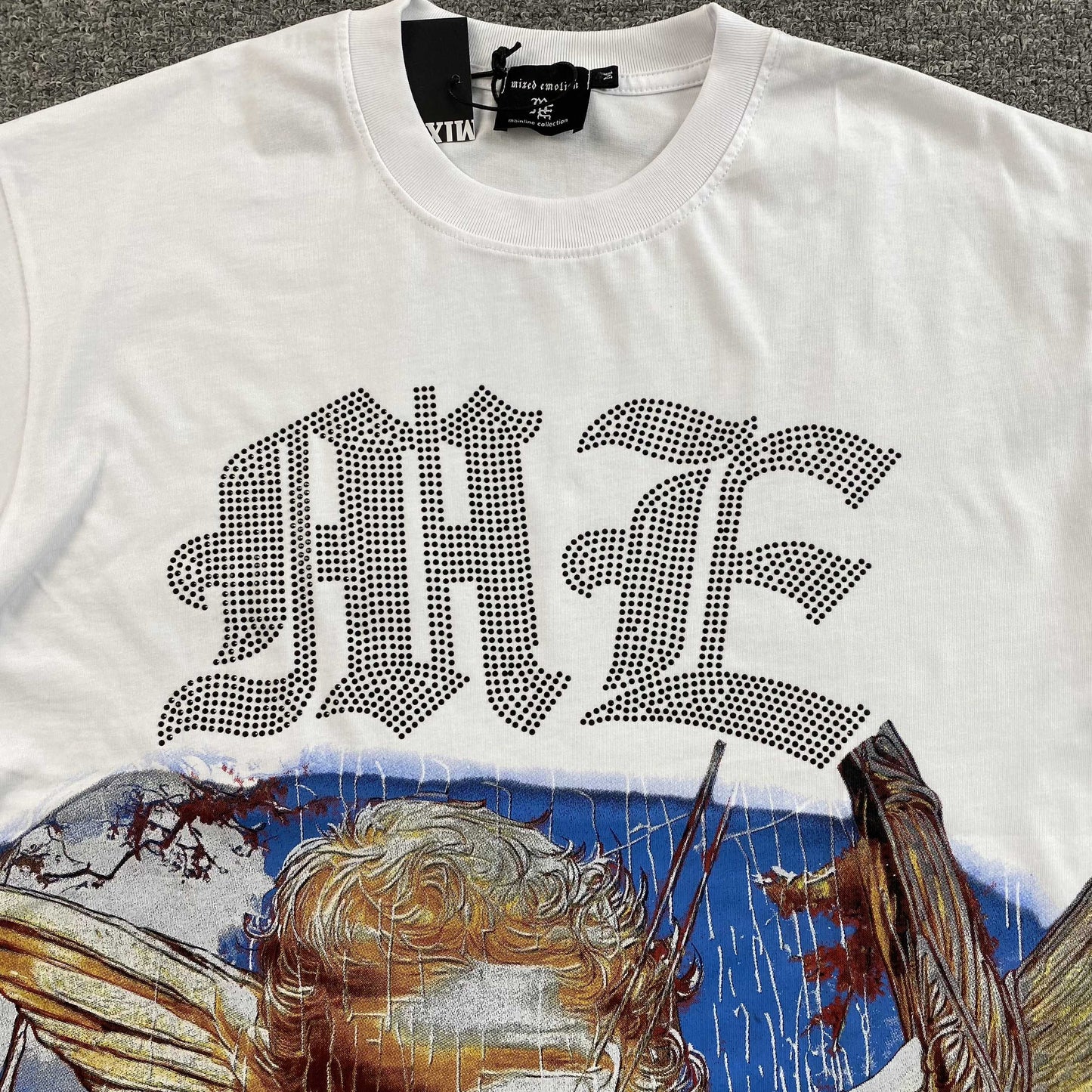 Mixed Emotion Angel Rhinestone Tee White