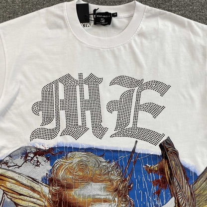 Mixed Emotion Angel Rhinestone Tee White