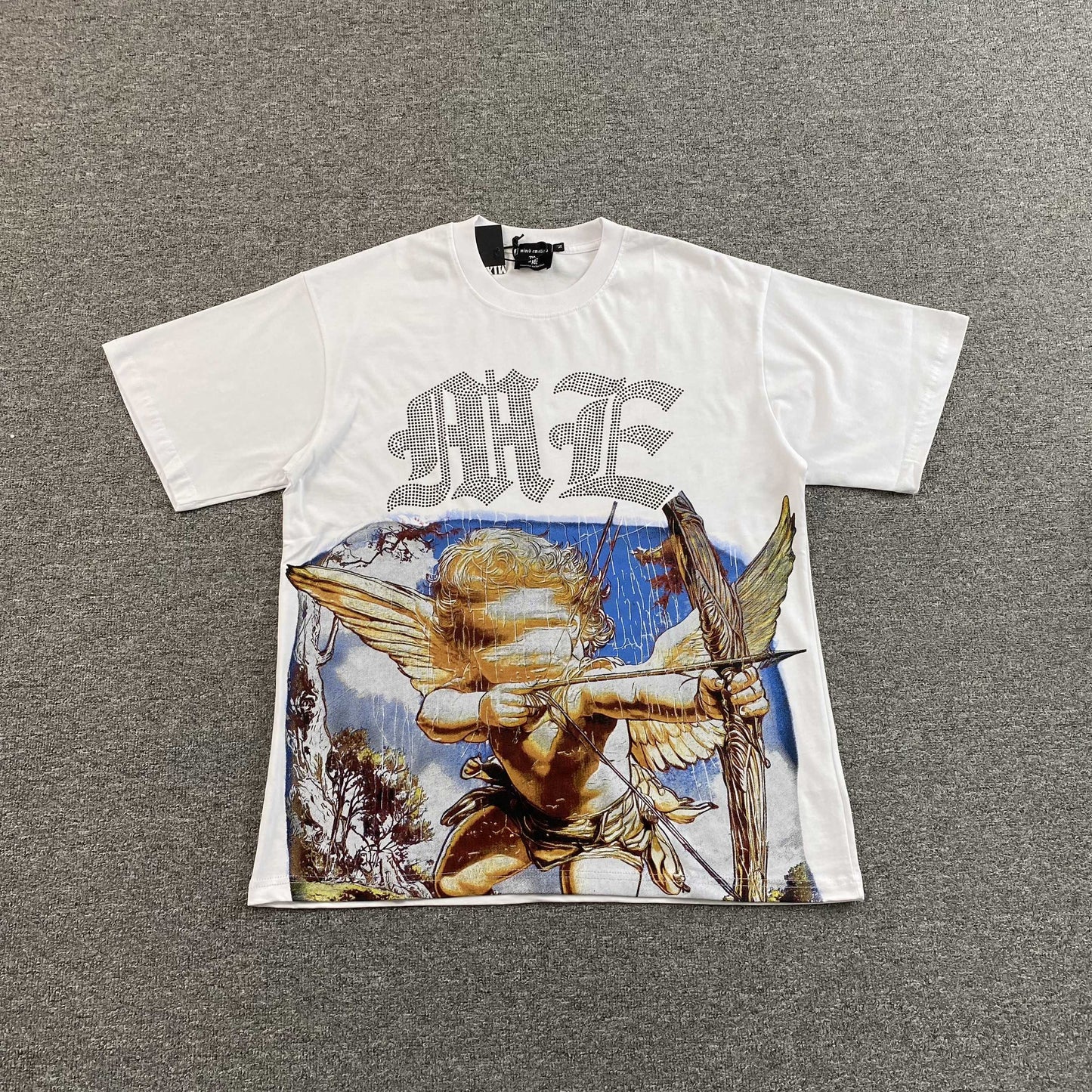 Mixed Emotion Angel Rhinestone Tee White