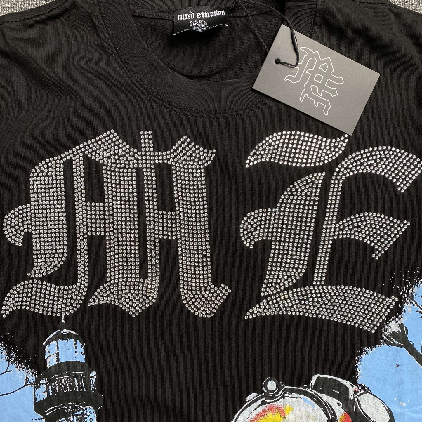 Mixed Emotion Astronaut Rhinestone Tee Black
