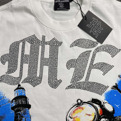 Mixed Emotion Astronaut Rhinestone Tee White
