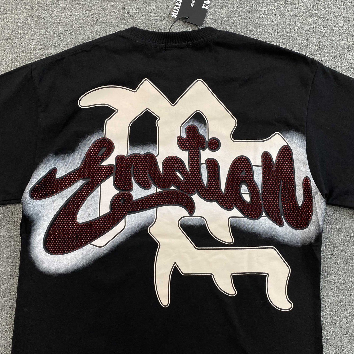 Mixed Emotion Blinded Rhinestone Tee Black