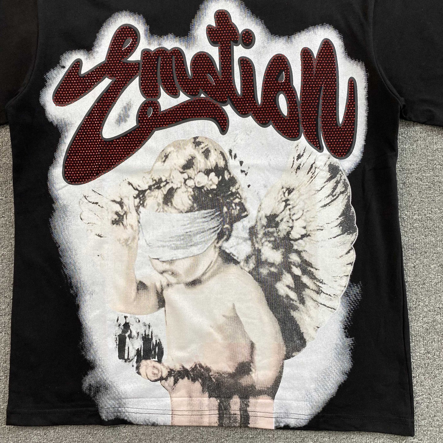 Mixed Emotion Blinded Rhinestone Tee Black