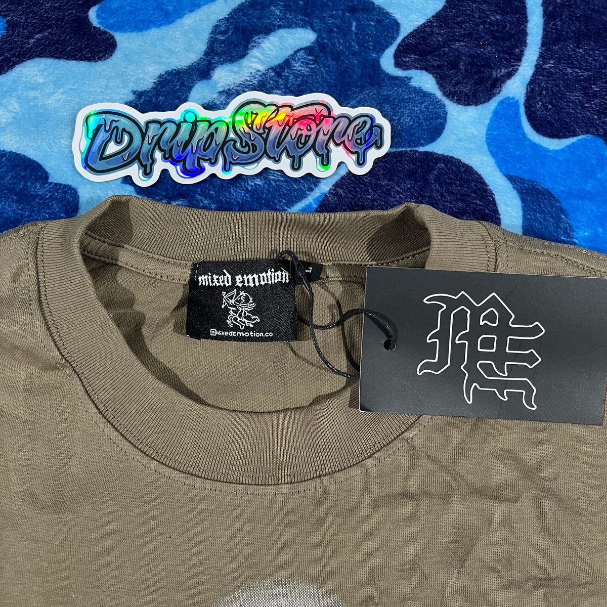 Mixed Emotion Blinded Rhinestone Tee Grey