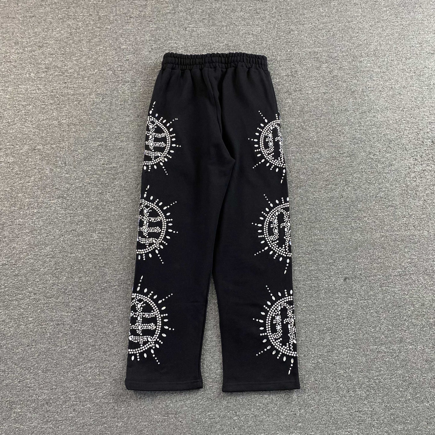 Mixed Emotion Eclipse Rhinestone Sweatpants Black