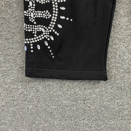Mixed Emotion Eclipse Rhinestone Sweatpants Black