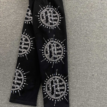 Mixed Emotion Eclipse Rhinestone Sweatpants Black