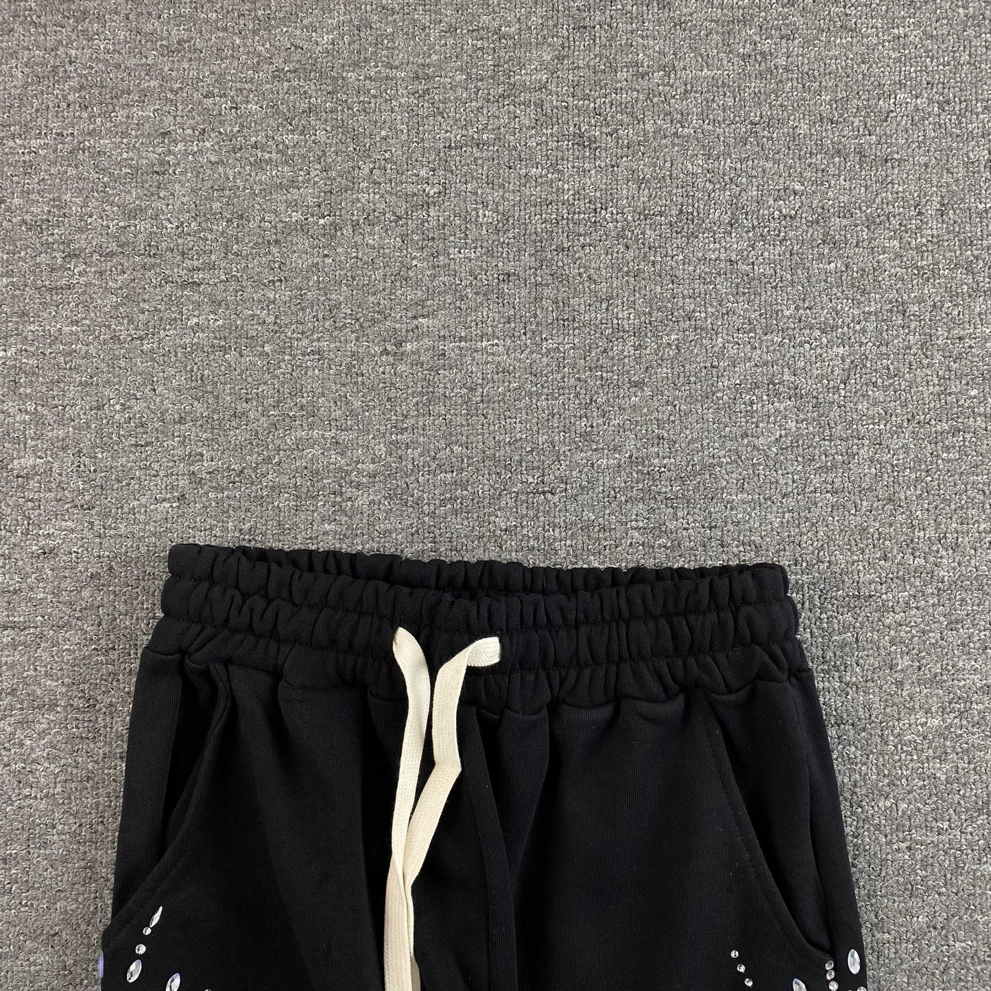 Mixed Emotion Eclipse Rhinestone Sweatpants Black