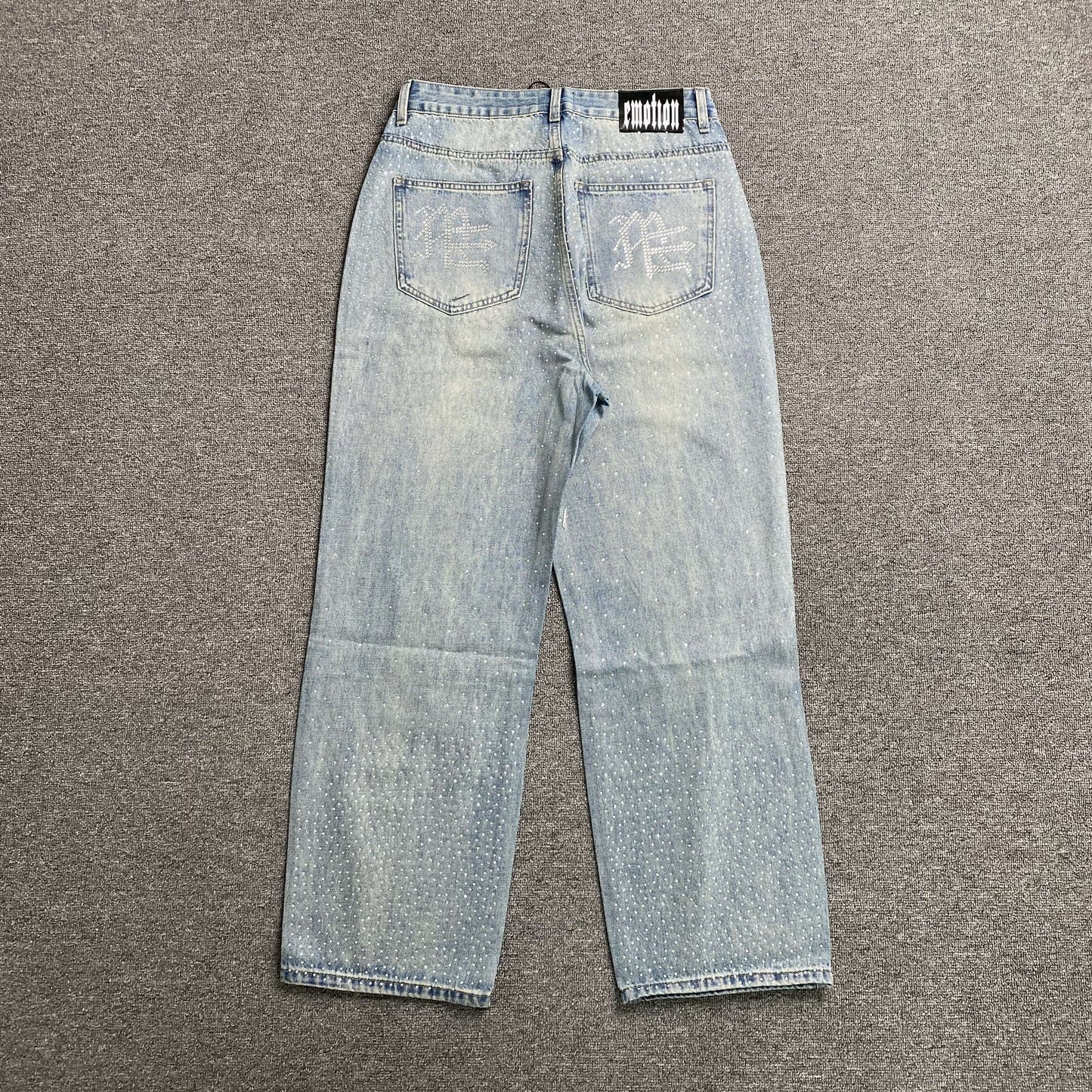 Mixed Emotion ME Rhinestone Jeans Blue