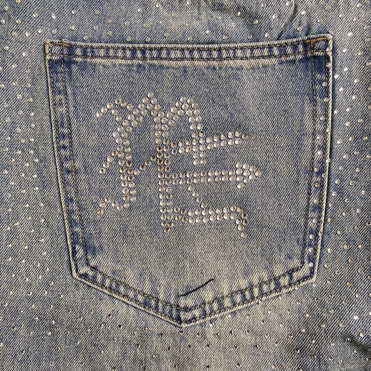 Mixed Emotion ME Rhinestone Jeans Blue
