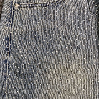 Mixed Emotion ME Rhinestone Jeans Blue