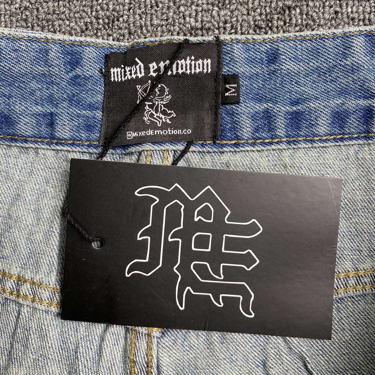 Mixed Emotion ME Rhinestone Jeans Blue