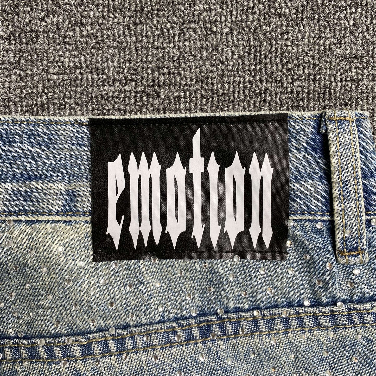 Mixed Emotion ME Rhinestone Jeans Blue