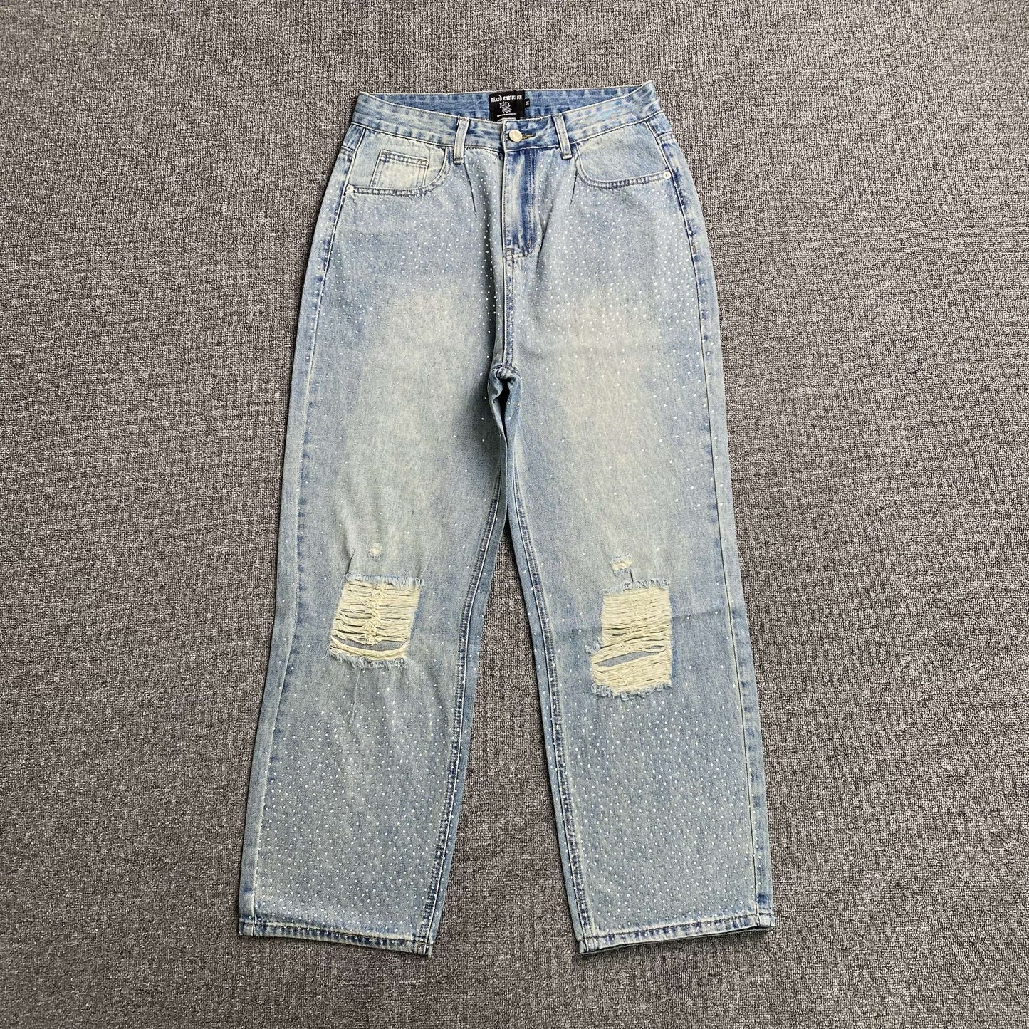 Mixed Emotion ME Rhinestone Jeans Blue