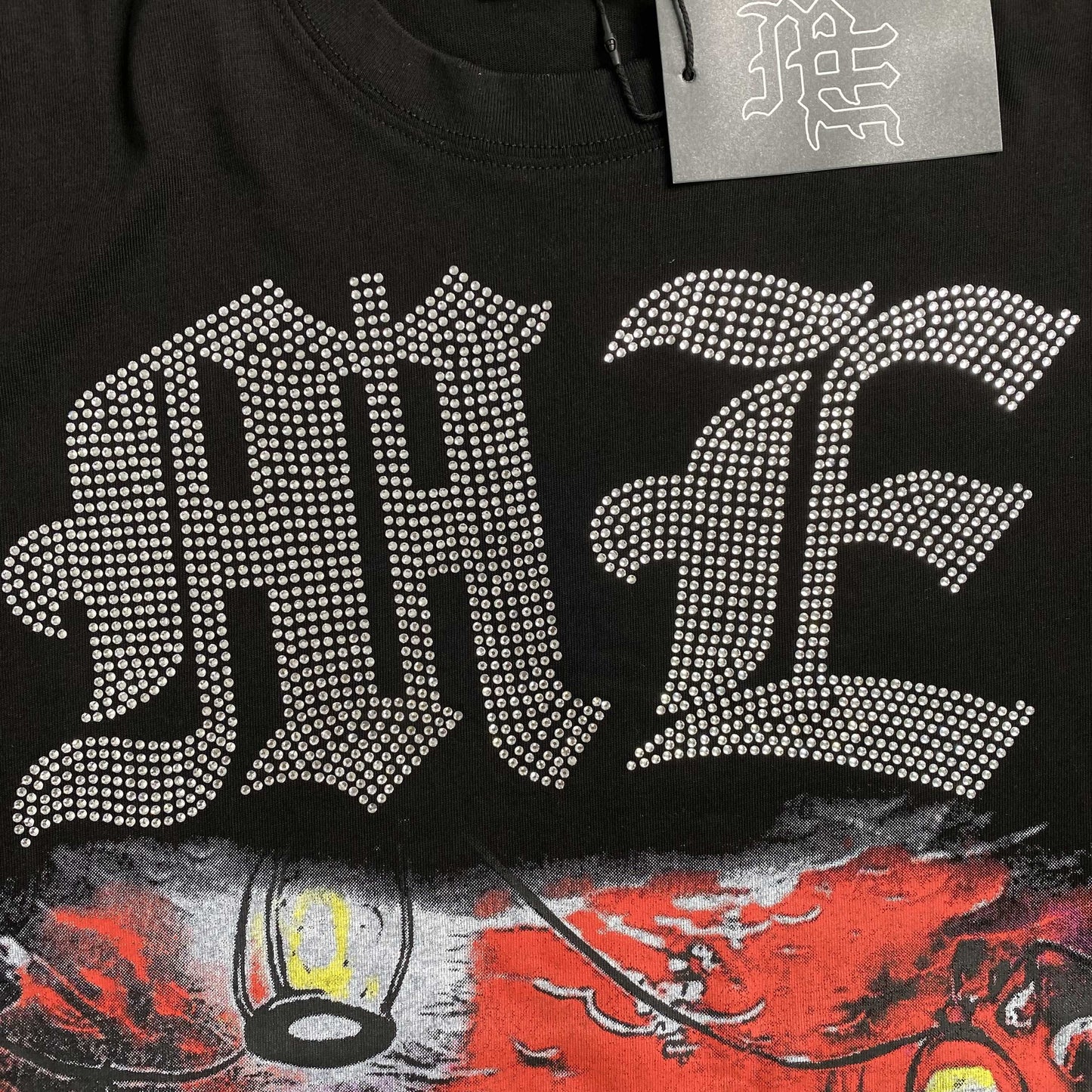 Mixed Emotion Octopus Rhinestone Tee Black