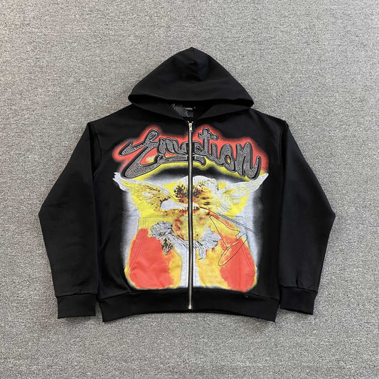 Mixed Emotion Rhinestone Jacket Black