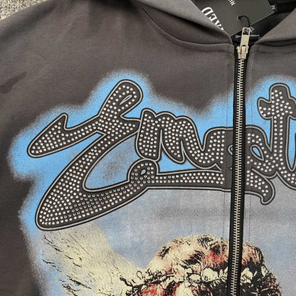 Mixed Emotion Rhinestone Jacket Grey