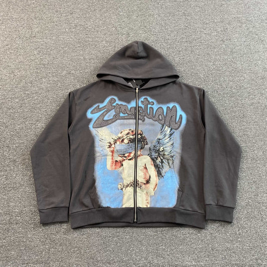 Mixed Emotion Rhinestone Jacket Grey