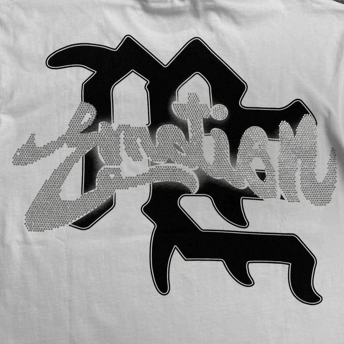 Mixed Emotion Rhinestone Tee White