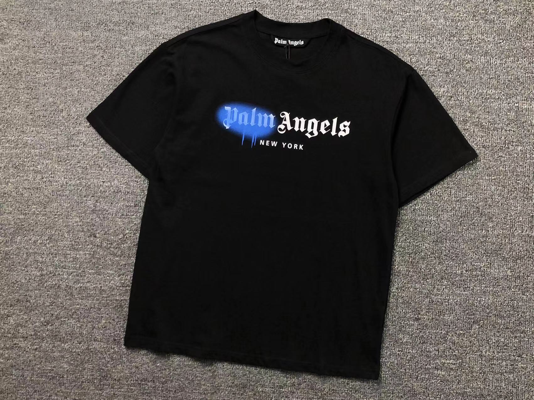 PALM ANGELS NEW YORK SPRAYED TEE BLACK-Drip Store Argentina