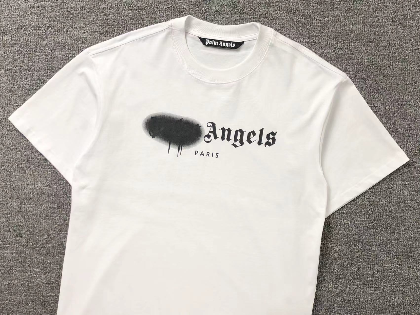 PALM ANGELS PARIS SPRAYED TEE WHITE-Drip Store Argentina