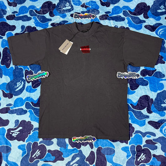 Balenciaga Red Tape T-Shirt Black