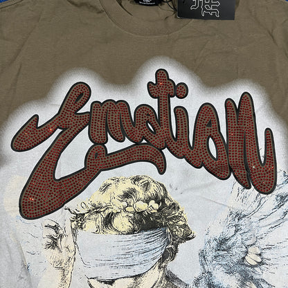Mixed Emotion Blinded Rhinestone Tee Grey