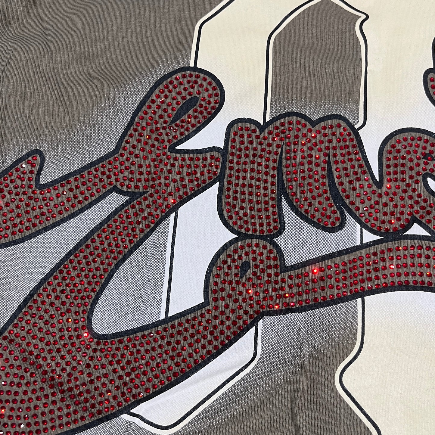 Mixed Emotion Blinded Rhinestone Tee Grey