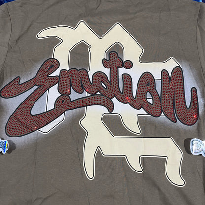 Mixed Emotion Blinded Rhinestone Tee Grey