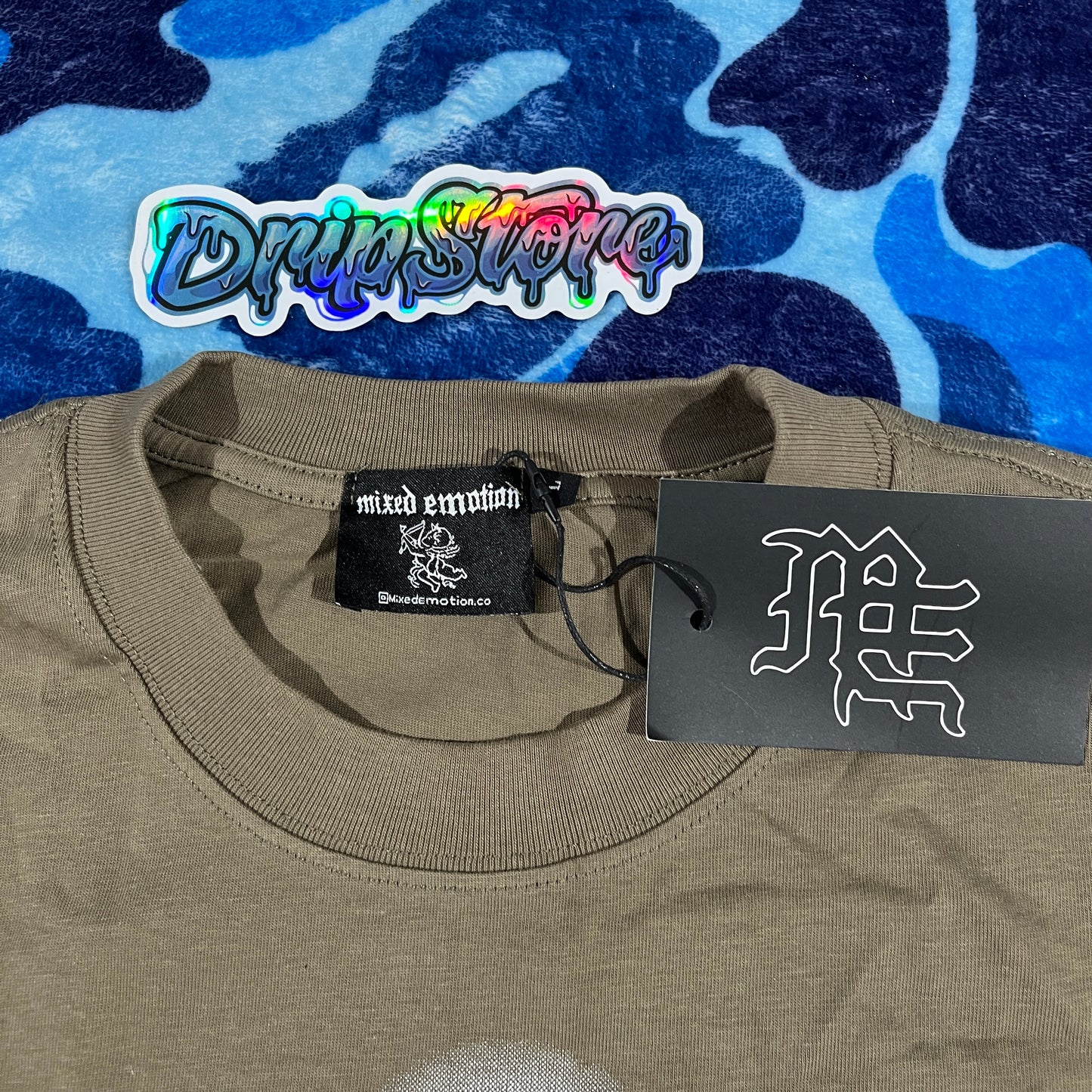 Mixed Emotion Blinded Rhinestone Tee Grey