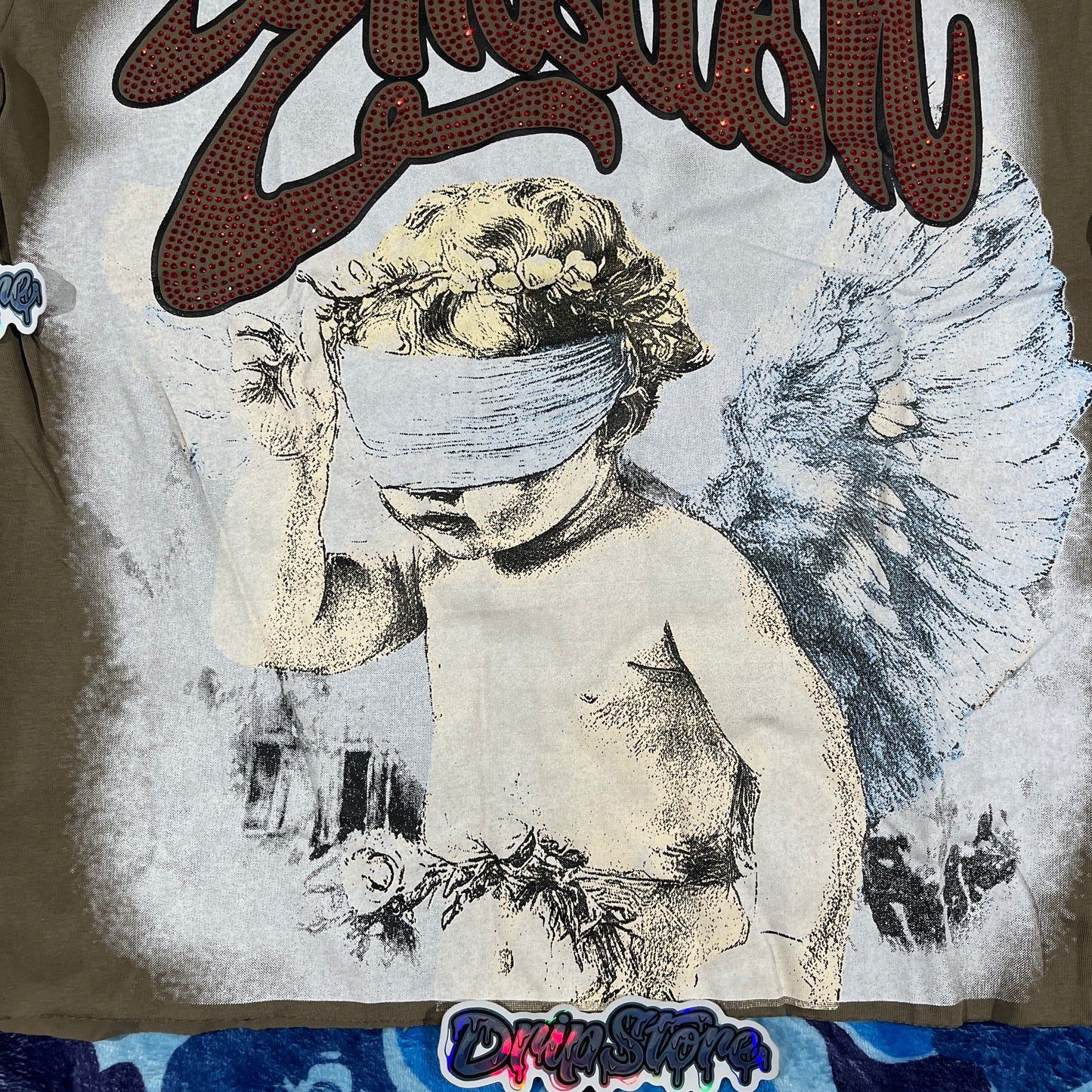 Mixed Emotion Blinded Rhinestone Tee Grey