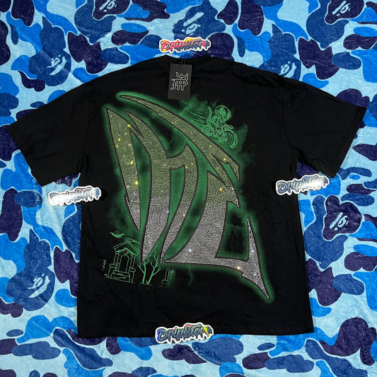 Mixed Emotion Goblin Rhinestone Tee Black