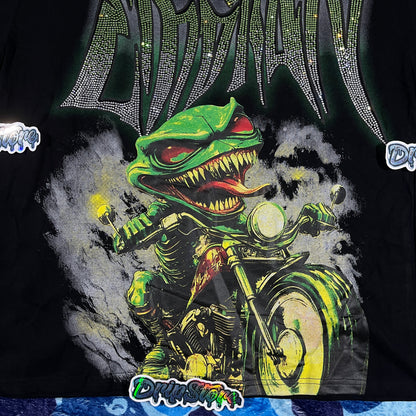 Mixed Emotion Goblin Rhinestone Tee Black