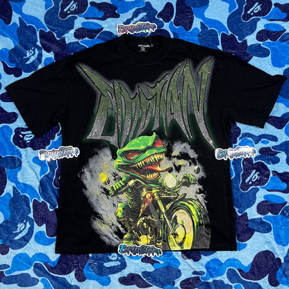 Mixed Emotion Goblin Rhinestone Tee Black