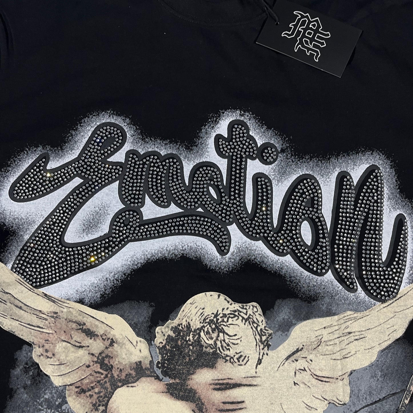 Mixed Emotion Rhinestone Tee Black