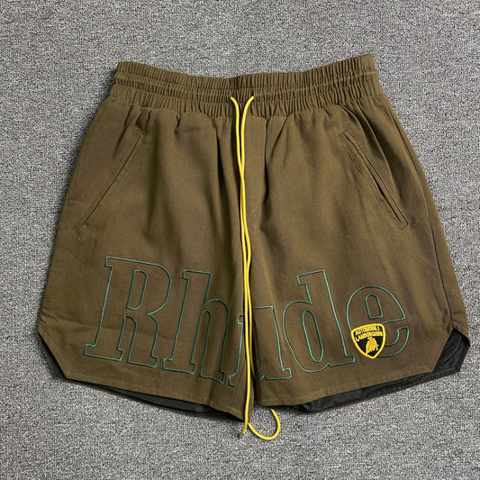 RHUDE X LAMBORGHINI SHORTS BROWN-Drip Store Argentina