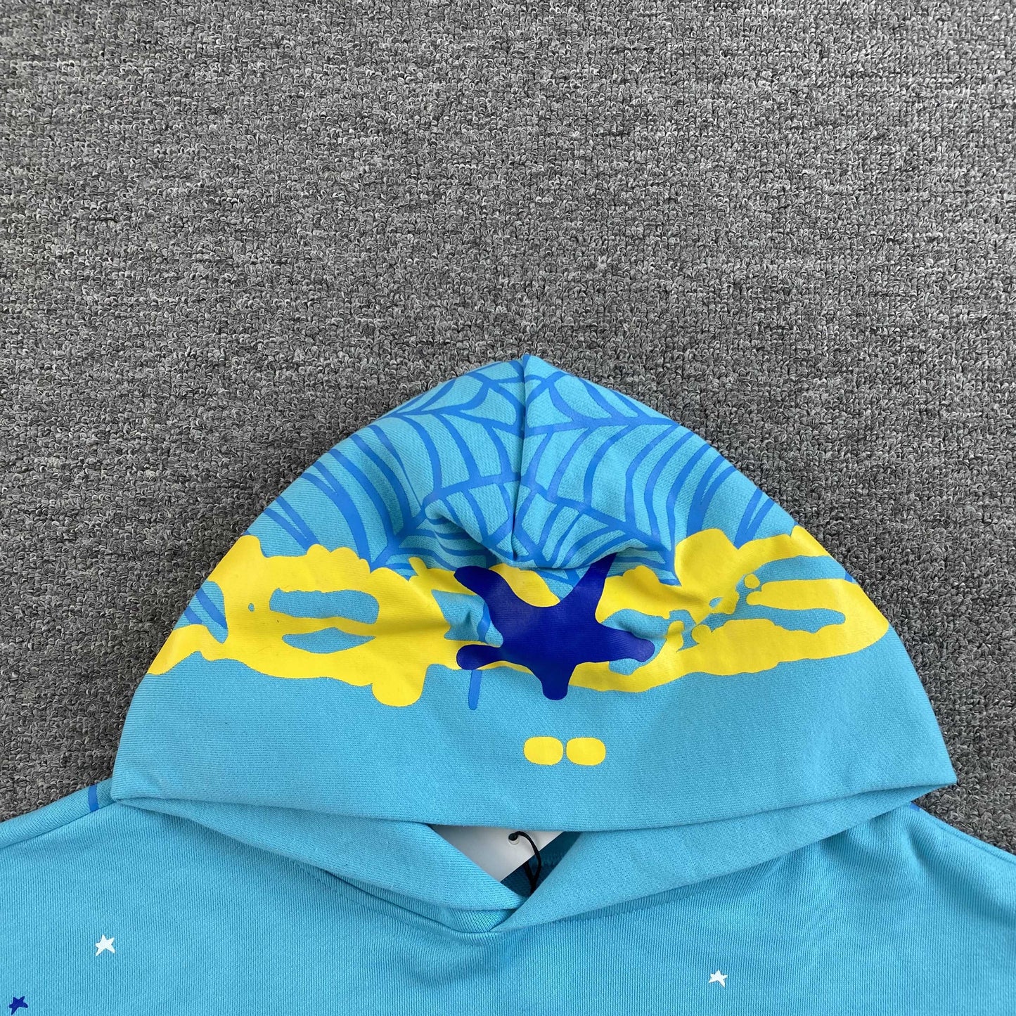 Sp5der Heavy Web Hoodie Cyan