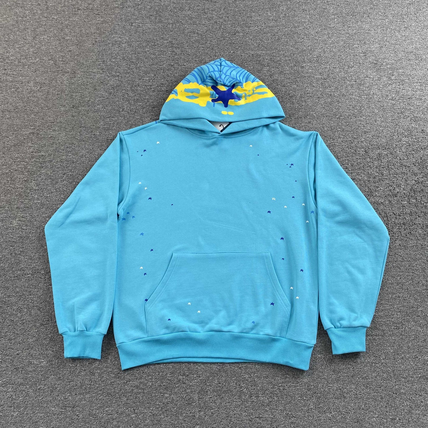 Sp5der Heavy Web Hoodie Cyan