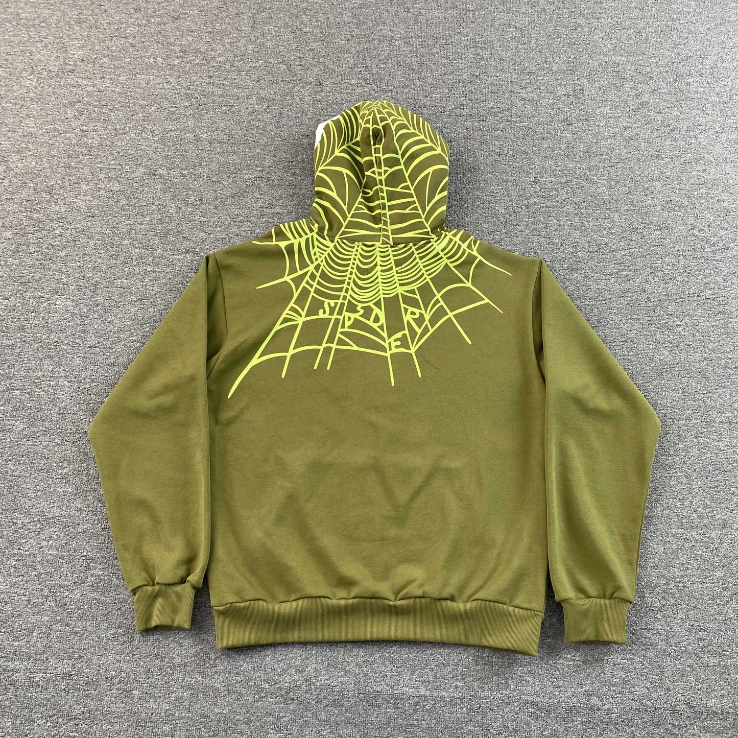 Sp5der Heavy Web Hoodie Olive