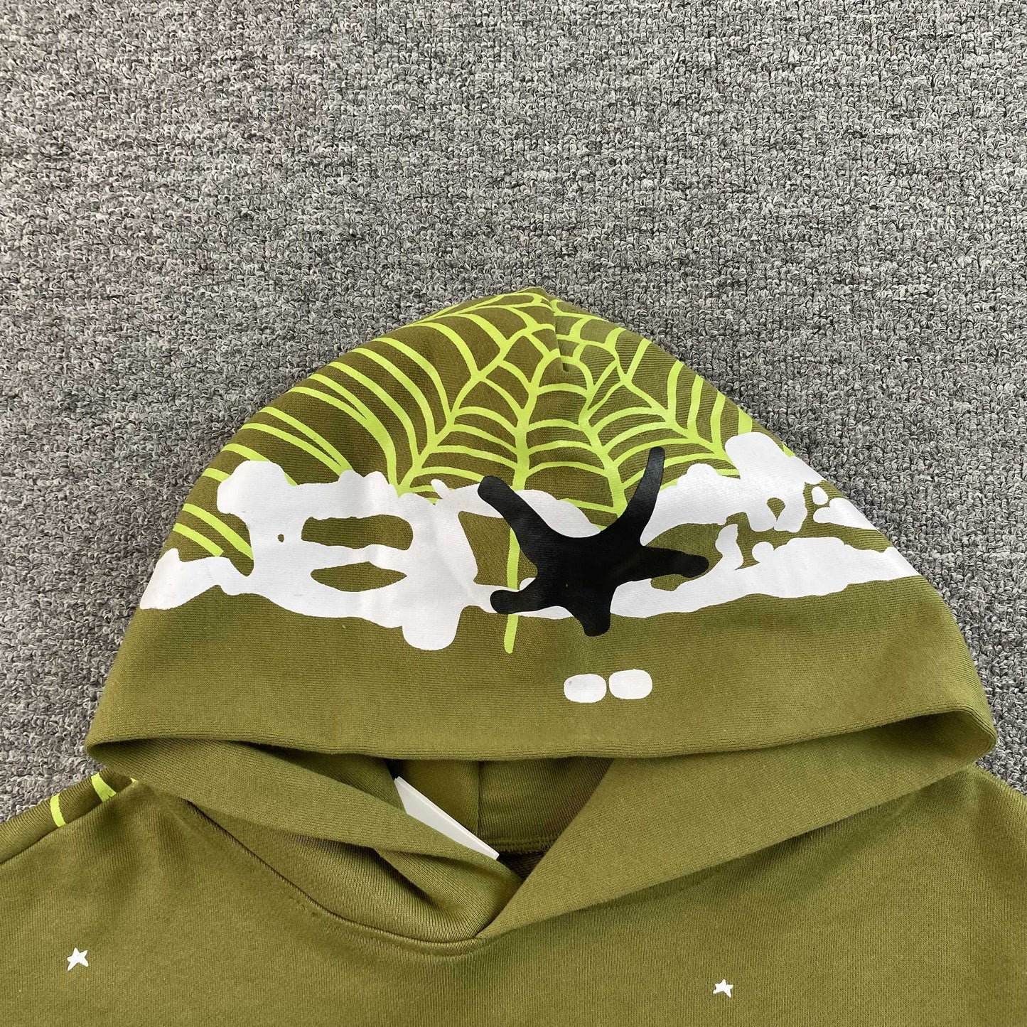 Sp5der Heavy Web Hoodie Olive