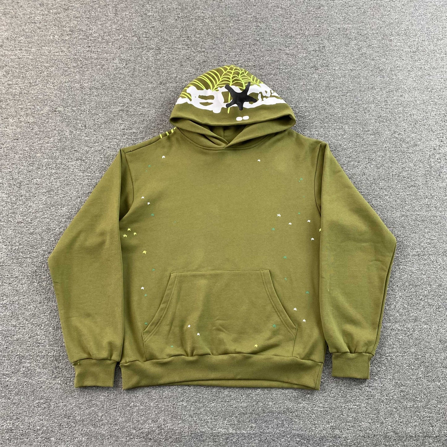 Sp5der Heavy Web Hoodie Olive