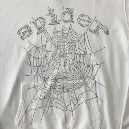 SP5DER OG RHINESTONE LOGO HOODIE WHITE-Drip Store Argentina