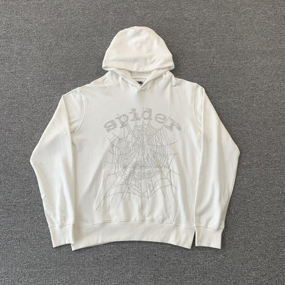 SP5DER OG RHINESTONE LOGO HOODIE WHITE-Drip Store Argentina