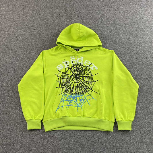 Sp5der OG Web V2 Gradient Hoodie Acid Green