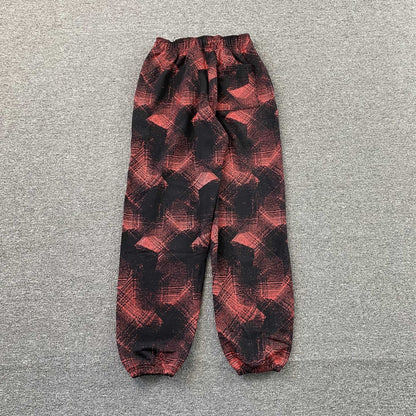 Sp5der Plaid Splatt Sweatpants Red
