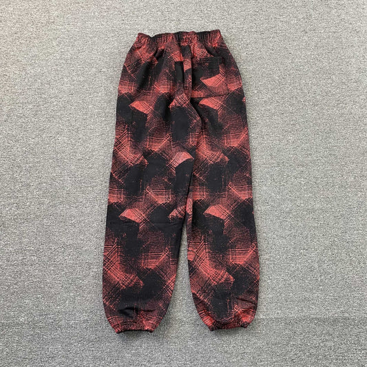 Sp5der Plaid Splatt Sweatpants Red