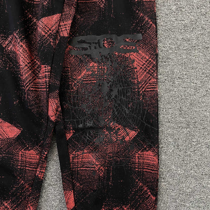 Sp5der Plaid Splatt Sweatpants Red